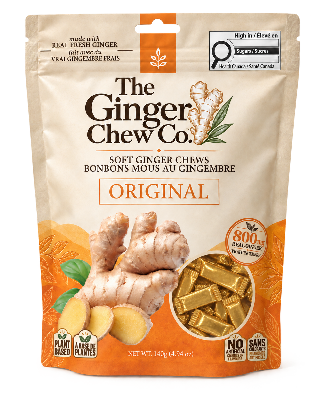 The Ginger Chew Co. Original ginger chews pouch